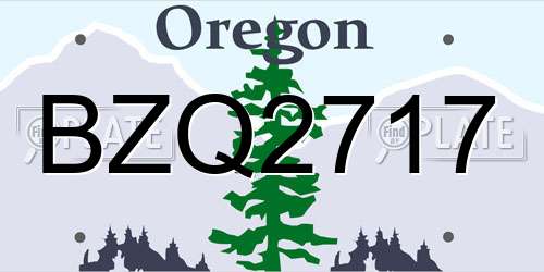 BZQ2717 Oregon License Plate