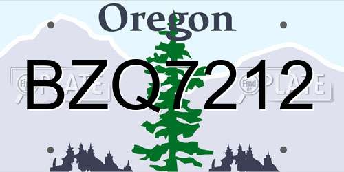 BZQ7212 Oregon License Plate