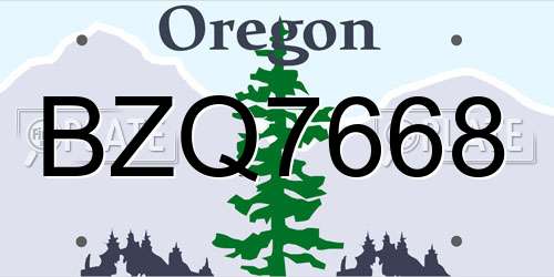 BZQ7668 Oregon License Plate