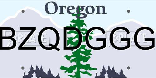 BZQDGGG Oregon License Plate