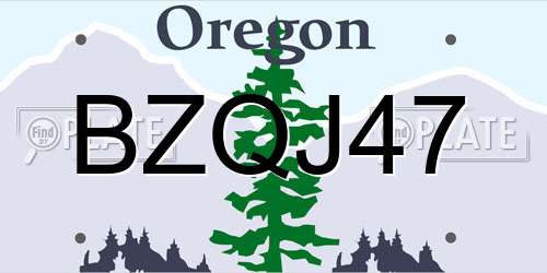 BZQJ47 Oregon License Plate