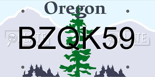 BZQK59 Oregon License Plate