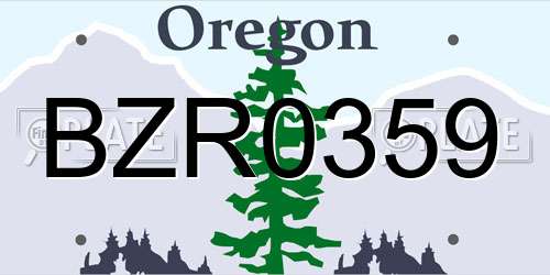 BZR0359 Oregon License Plate