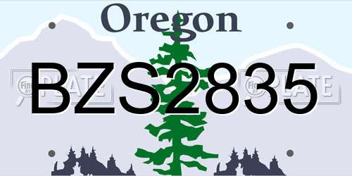 BZS2835 Oregon License Plate