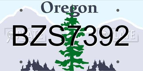 BZS7392 Oregon License Plate