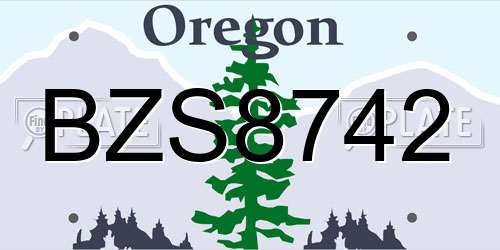 BZS8742 Oregon License Plate