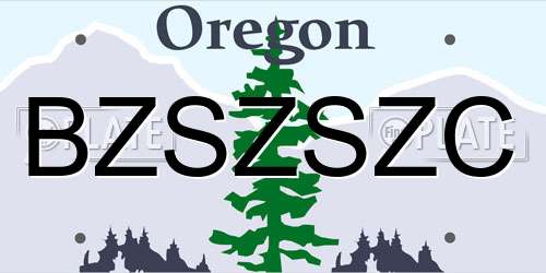BZSZSZC Oregon License Plate