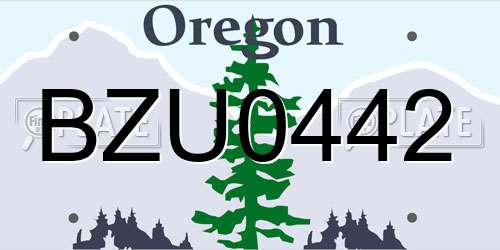 BZU0442 Oregon License Plate