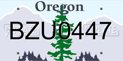 BZU0447 Oregon License Plate