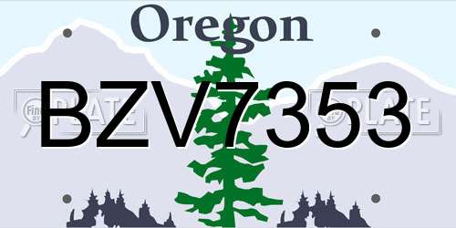 BZV7353 Oregon License Plate