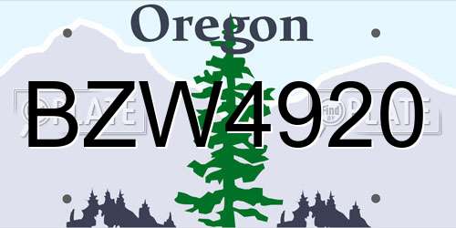 BZW4920 Oregon License Plate