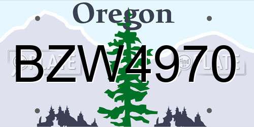 BZW4970 Oregon License Plate
