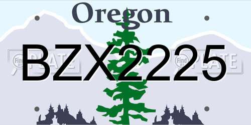 BZX2225 Oregon License Plate