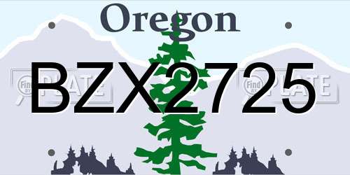 BZX2725 Oregon License Plate