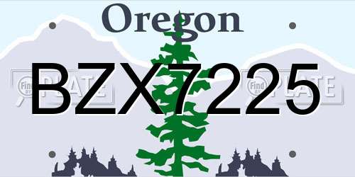 BZX7225 Oregon License Plate