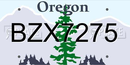 BZX7275 Oregon License Plate