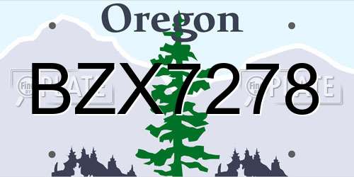 BZX7278 Oregon License Plate
