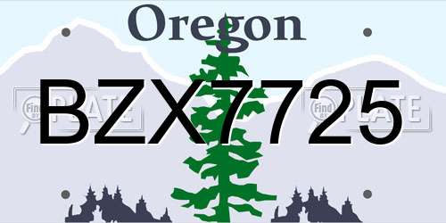 BZX7725 Oregon License Plate