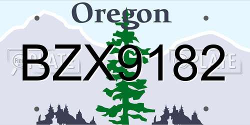 BZX9182 Oregon License Plate