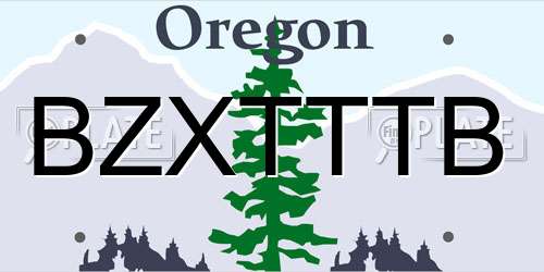 BZXTTTB Oregon License Plate