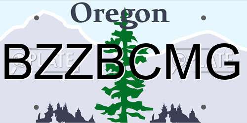 BZZBCMG Oregon License Plate