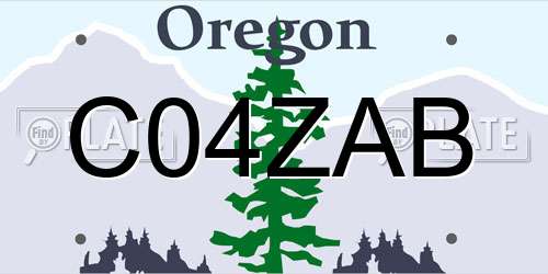C04ZAB Oregon License Plate