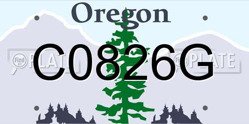 C0826G Oregon License Plate