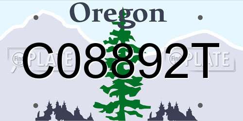 C08892T Oregon License Plate
