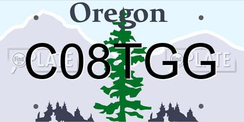C08TGG Oregon License Plate