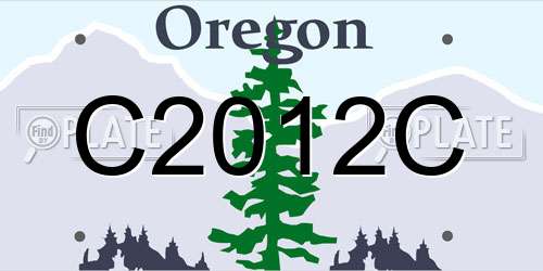 C2012C Oregon License Plate