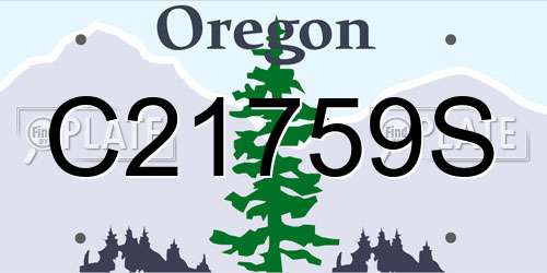 C21759S Oregon License Plate