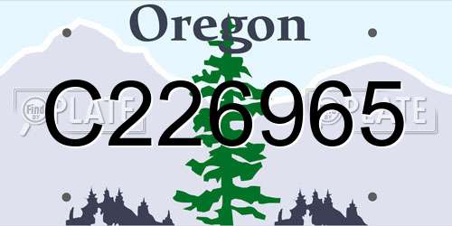 C226965 Oregon License Plate