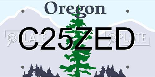C25ZED Oregon License Plate