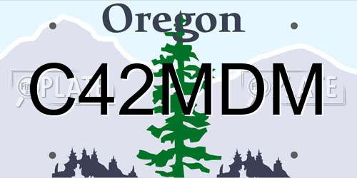 C42MDM Oregon License Plate