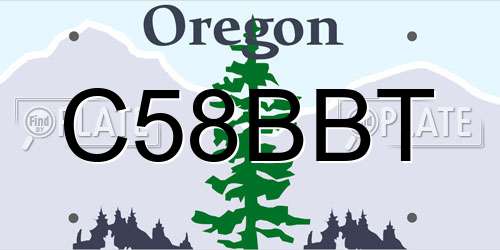 C58BBT Oregon License Plate
