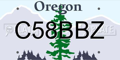 C58BBZ Oregon License Plate