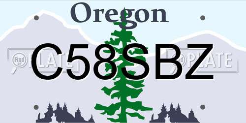 C58SBZ Oregon License Plate