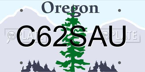 C62SAU Oregon License Plate