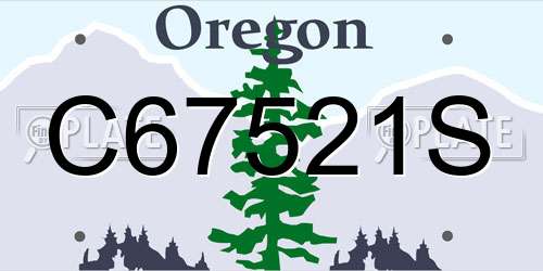 C67521S Oregon License Plate