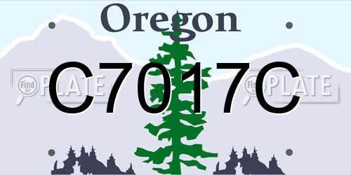 C7017C Oregon License Plate