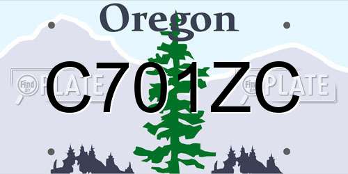 C701ZC Oregon License Plate
