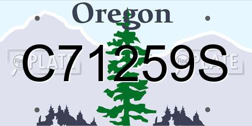 C71259S Oregon License Plate