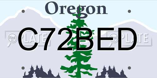 C72BED Oregon License Plate