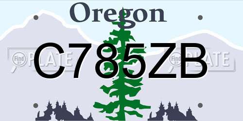 C785ZB Oregon License Plate