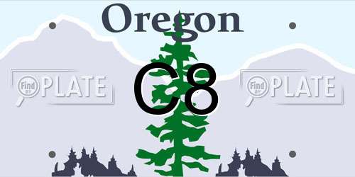 C8 Oregon License Plate