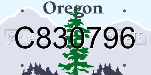 C830796 Oregon License Plate