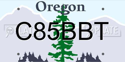 C85BBT Oregon License Plate