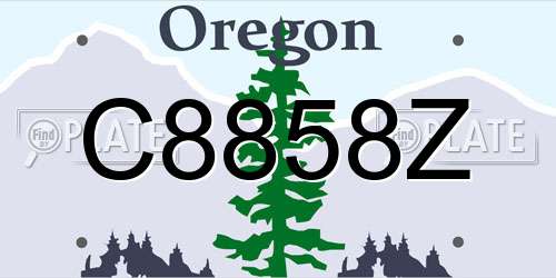 C8858Z Oregon License Plate