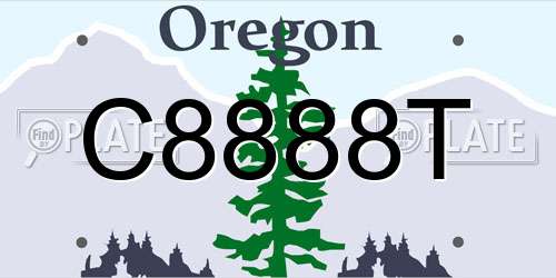 C8888T Oregon License Plate