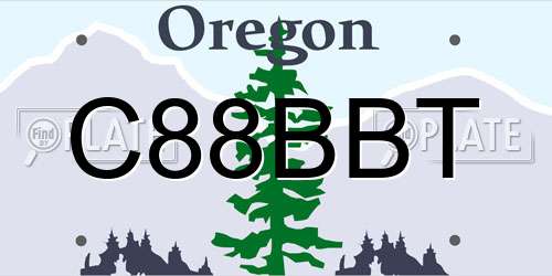 C88BBT Oregon License Plate